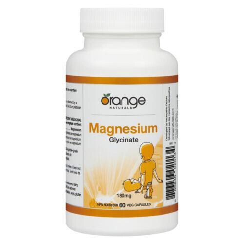 Orange Naturals Magnesium Glycinate 180 mg Veg Capsules 60 Count