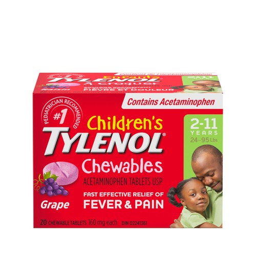Tylenol Children's Chewables Pain Relief Grape 20 Tablets