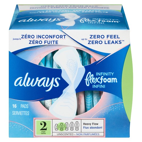 Always Infinity Pads Long Wing Unscented 16 Count