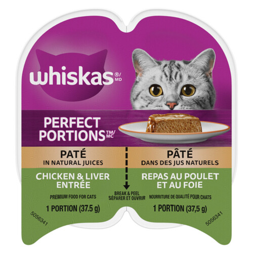 Whiskas Perfect Portions Adult Wet Cat Food Chicken & Liver Paté 75 g