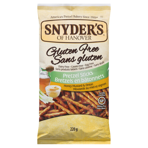 Snyder's Of Hanover Gluten-Free Pretzel Sticks Honey Mustard & Onion 220 g