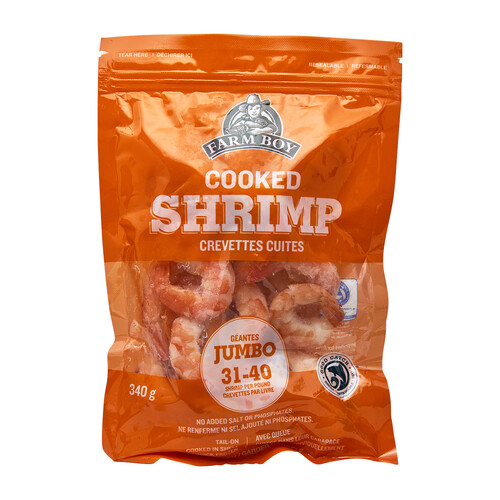 Farm Boy Frozen Cooked Shrimp Jumbo 31-40 Count 340 g