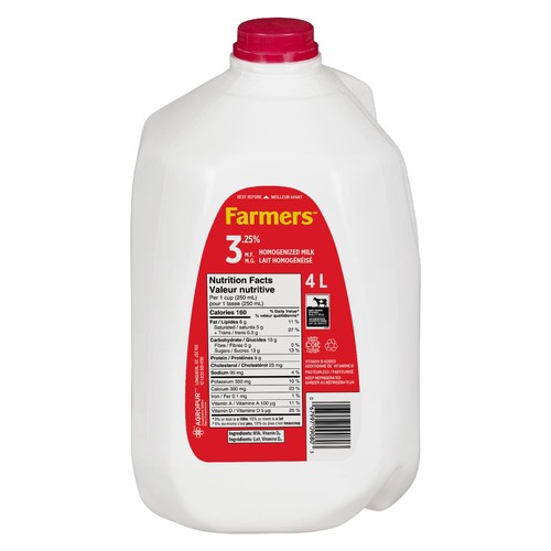 Farmers 3.25% Milk Jug Homogenized  4 L