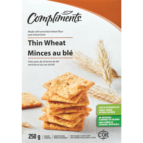 Compliments Crackers Thin Wheat 250 g