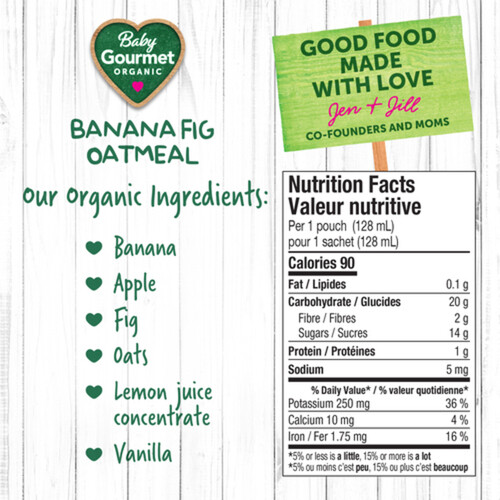 Baby Gourmet Organic Puree Banana Fig Oatmeal 128 ml
