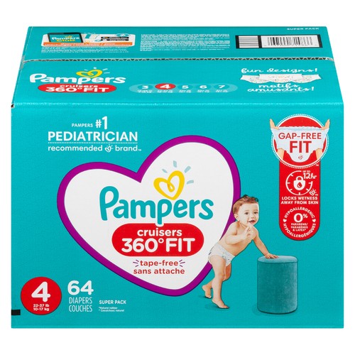 Pampers Cruiser 360 Fit Baby Diapers Size 4 Super Pack 64 Count