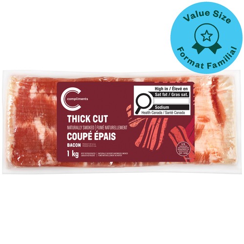 Compliments Naturally Smoked Bacon Thick Cut 1 kg