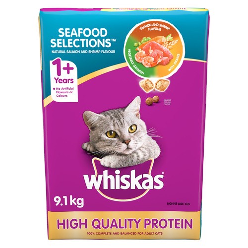 Whiskas Selections Adult Dry Cat Food Seafood Flavour 9.1 kg
