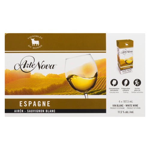 Arte Nova White Wine Spanish Sauvignon Blanc 4 x 187.5 ml