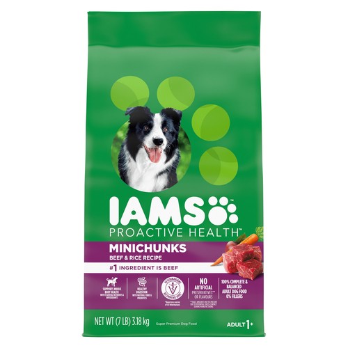 Iams Proactive Health Adult Dry Dog Food Minichunks Beef And Rice 3.18 kg