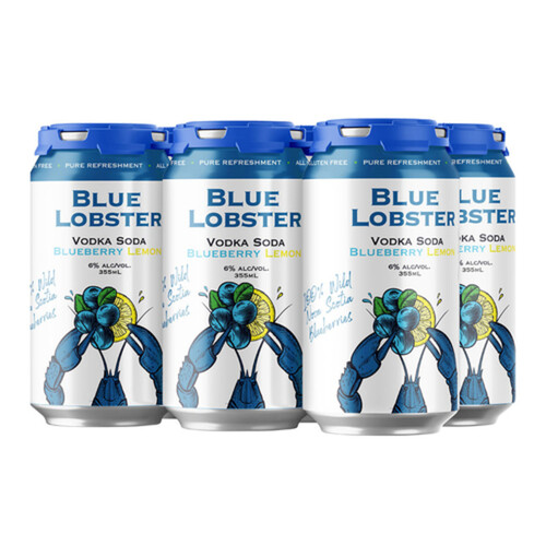 Blue Lobster Vodka Soda 6% Alcohol 6 x 355 ml (cans)