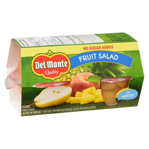 Del Monte Fruit Cups Packed In Water No Sugar Added Fruit Salad 4 x 107 ml