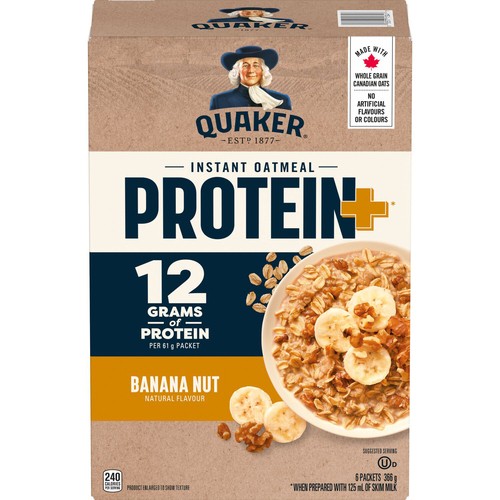 Quaker Protein+ Instant Oatmeal Banana Nut 6 Packets 366 g