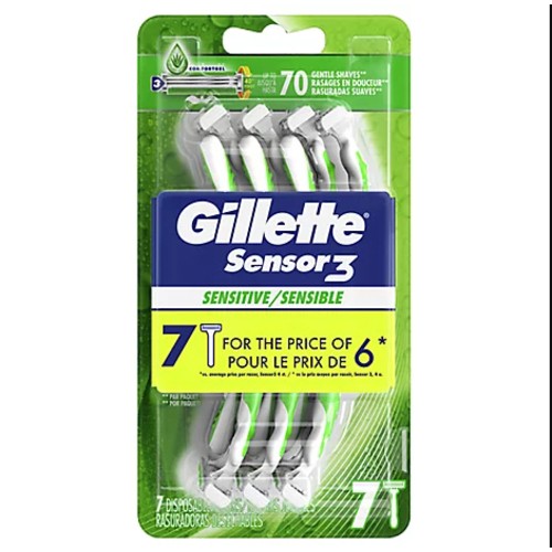 Gillette Sensor3 Sensitive Men's Disposable Razor 7 Razors
