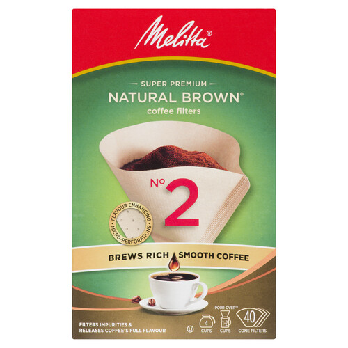 Melitta No 2 Coffee Filters Natural Brown 40 Pack