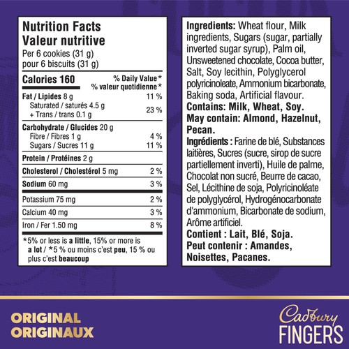 Cadbury Fingers Cookie Original Chocolatey 114 g