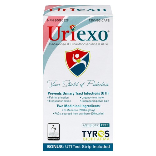 Uriexo Helps Prevent Urinary Tract Infections 120 Vegetable Capsules