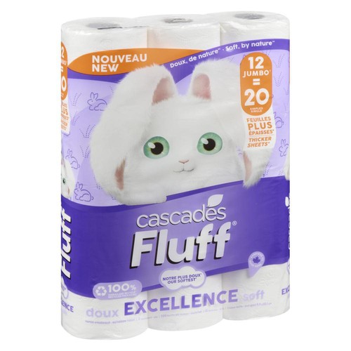 Cascades Fluff Ultra Soft Double Excellence 12 Jumbo Rolls x 220 Sheets