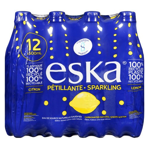 Eska Sparkling Carbonated Natural Spring Water Lemon 12 x 500 ml (bottles)
