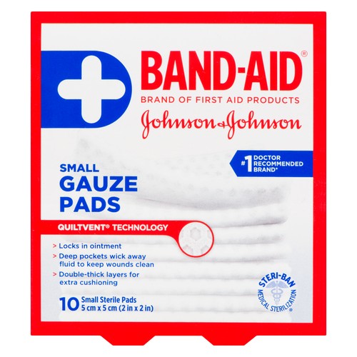 Band-Aid Small Gauze Pads 5cm x 5cm 10 EA