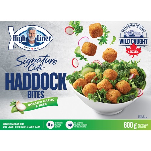 High Liner Frozen Breaded Haddock Bites Roasted Garlic & Herbs 600 g