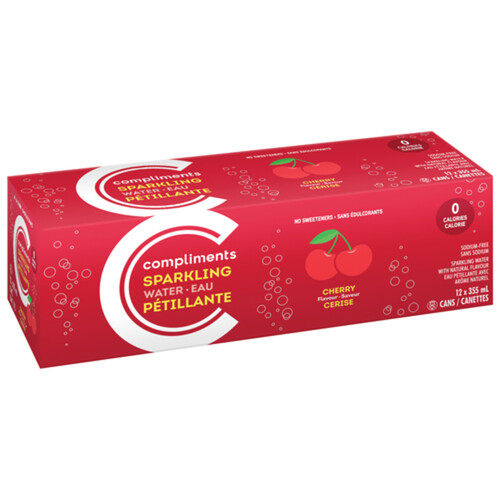 Compliments Sparkling Water Cherry 12 x 355 ml (cans)