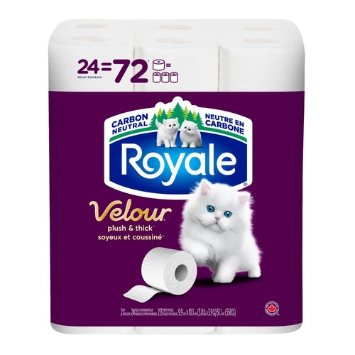Royale Velour Toilet Paper 2-Ply 24 Triple Rolls x 213 Sheets
