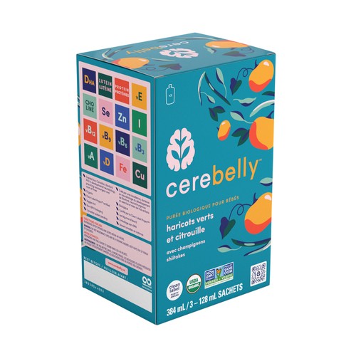 Cerebelly Canada LLC Organic Baby Puree Green Bean Pumpkin With Shiitake Mushroom 3 Pack 384 ml