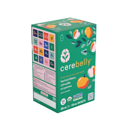 Cerebelly Organic Baby Puree White Bean Pumpkin Apple 3 Pack 384 ml