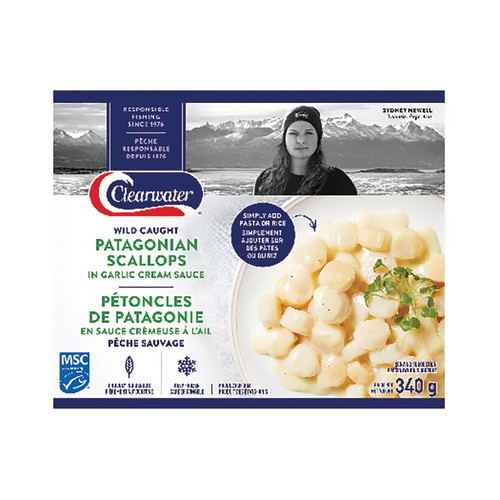 Clearwater Frozen Patagonian Scallops In Garlic Cream Sauce 340 g