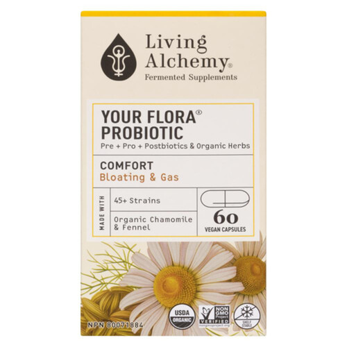 Living Alchemy Organic Your Flora Probiotic Comfort Vegan Capsules 60 Count