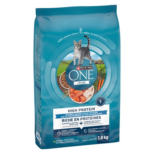 Purina One +Plus Dry Cat Food High Protein Salmon & Ocean Whitefish 1.8 kg