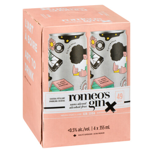 Romeo's Gin AlcoholFree Gin Soda 4 x 355 ml (cans) Voilà Online
