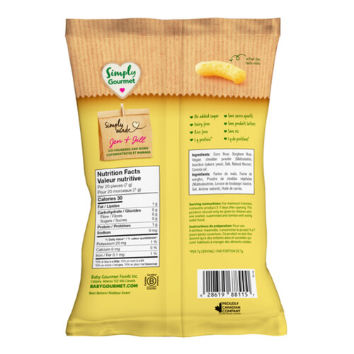 Simply Gourmet Crunchers Baby Snack Cheddar Style 32 g