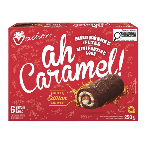 Vachon Ah Caramel Mini Festive Cake Logs 250 g