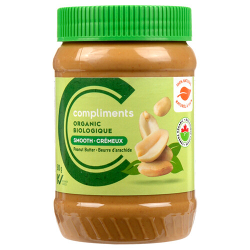 Compliments Organic Peanut Butter Smooth 500 g