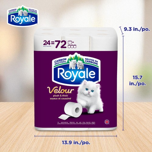 Royale Velour Toilet Paper 2-Ply 24 Triple Rolls x 213 Sheets