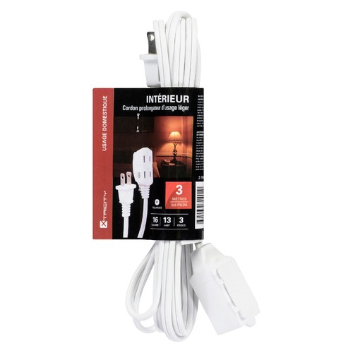 Xtricity Indoor Extension Cord White 3 Meters 1 EA
