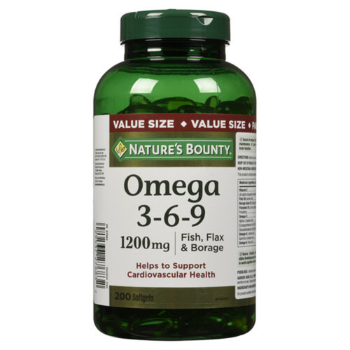 Nature's Bounty Omega 3-6-9 1200 mg Softgels 200 Count