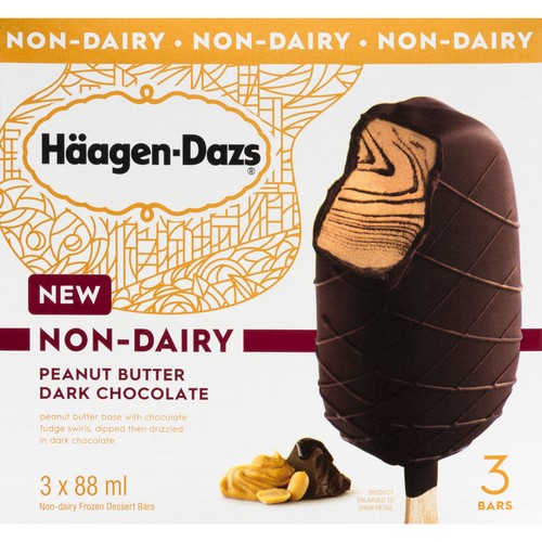 Häagen-Dazs Dairy-Free Frozen Dessert Bars Peanut Butter Dark Chocolate 3 x 88 ml