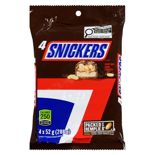 Snickers Peanut Milk Chocolate Candy Bars 4 Full Size Bars 208 g