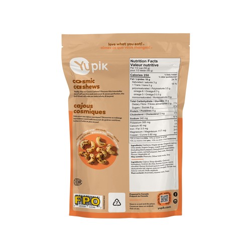 Yupik Snack Cosmic Cashews Salted Maple 170 g
