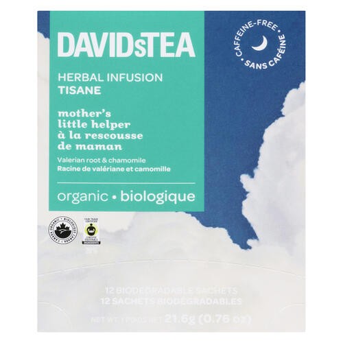 DAVIDsTEA Organic Tea Herbal Infusion Mother's Little Helper 12 Sachets 