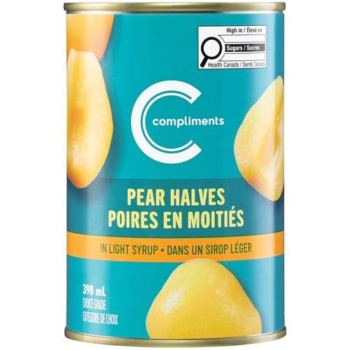Compliments Canned Pear Halves In Light Syrup 398 ml