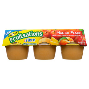 Mott's Fruitsations +Fibre Apple Sauce Unsweetened Mango Peach 6 x 111 g