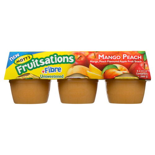 Mott's Fruitsations +Fibre Unsweetened Fruit Cup Mango Peach 6 x 111 g