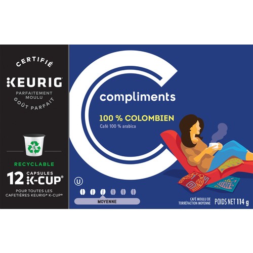 Compliments Coffee Pods Columbian Medium Roast 12 K-Cups 114 g
