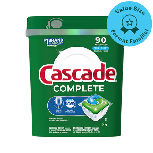 Cascade Complete Dishwasher Detergent Action Pacs Fresh Scent 90 EA 