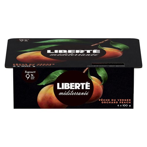 Liberté Méditerranée 9% Yogurt Orchard Peach 4 x 100 g