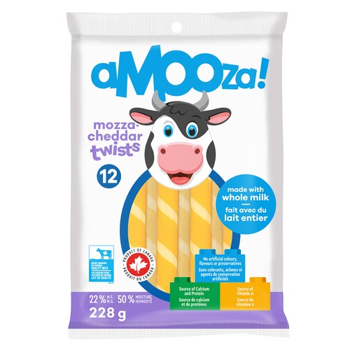 aMOOza! Cheese Snack Mozza Cheddar Twists 12 Pack 228 g